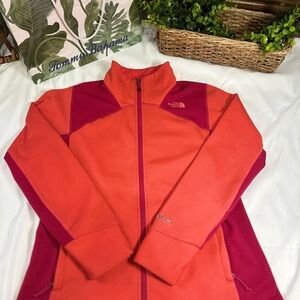 The North Face Women's Vibrant Orange and Pink soft shell jacket size L